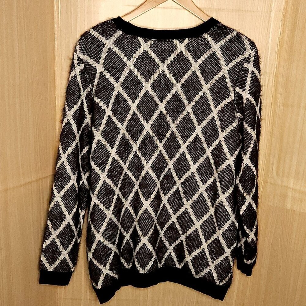 Lane Bryant Womens Black White Eyelash Sweater 22-24 - Picture 2 of 6